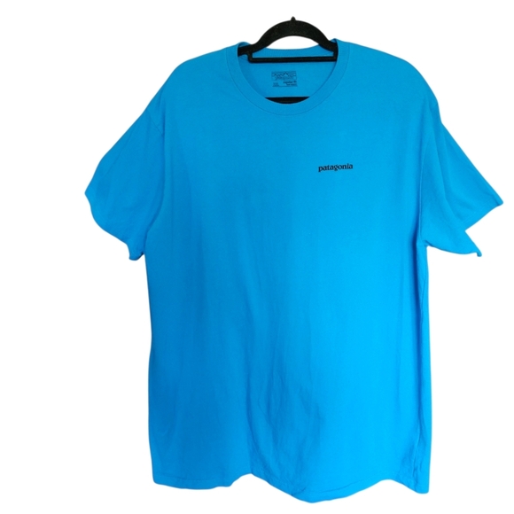Mens P-6 Logo Patagonia Blue Organic Cotton T Shirt Size XXL - Picture 3 of 8